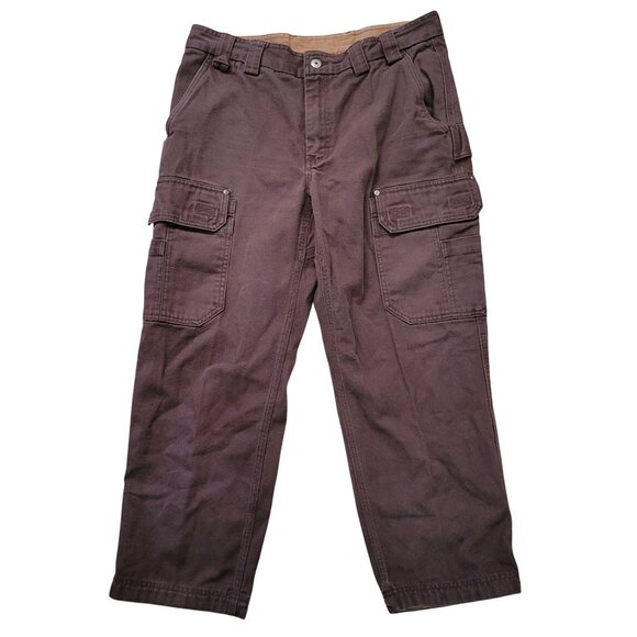 Duluth Trading Brown Cargo Pants 36x28 Canvas Cotton Heavy Duty Work - Picture 1 of 6